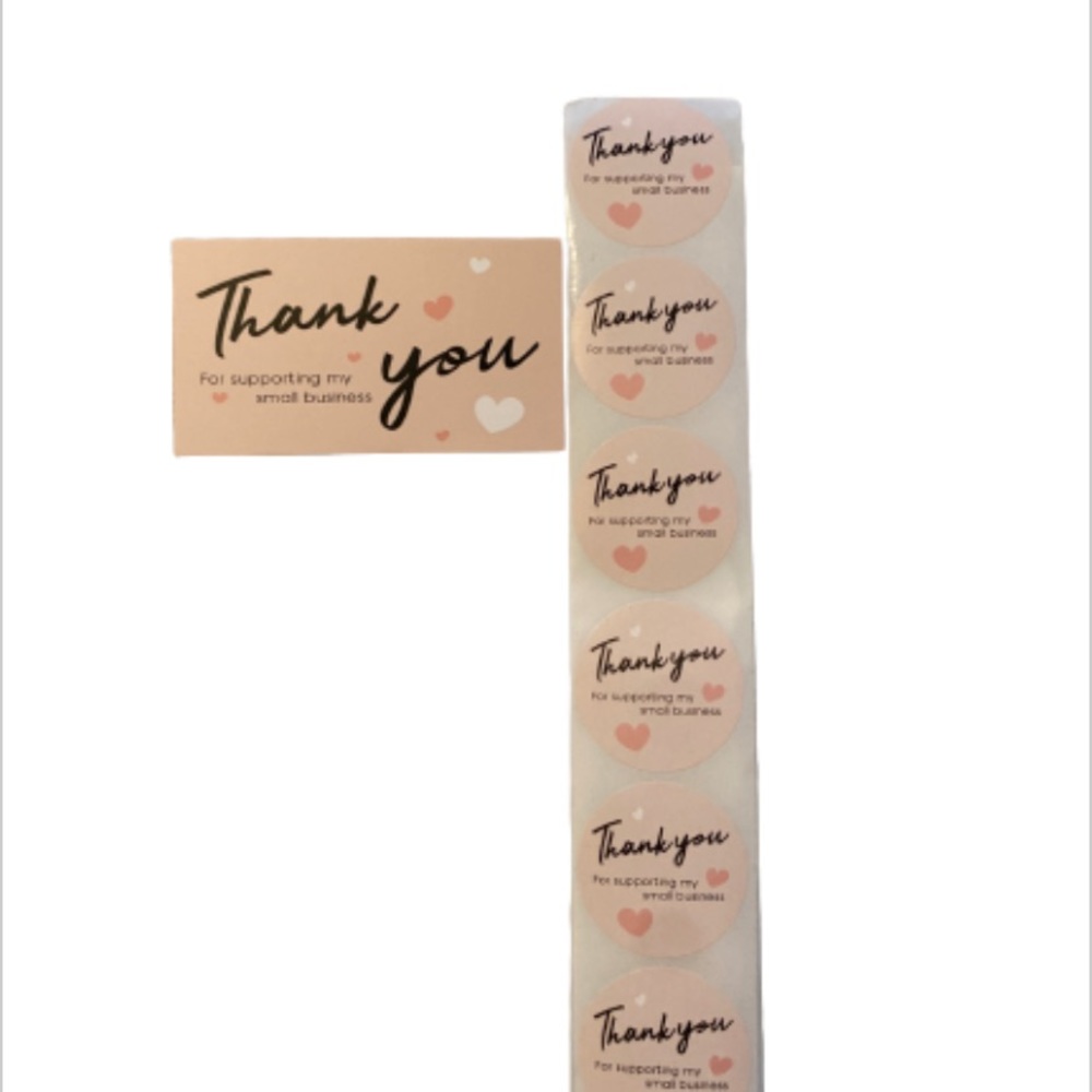 NEW 25 Thank you for supporting my small business cards and 25 matching stickers